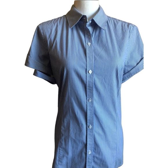 NWOT Blue Liz Claiborne Shirt Button down Short Sleeve LikeSize L - Picture 2 of 3